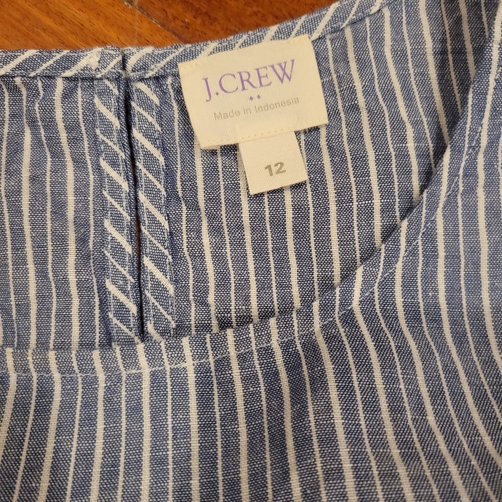 J.Crew Cold Shoulder Ruffle Chambray Striped Top - image 5